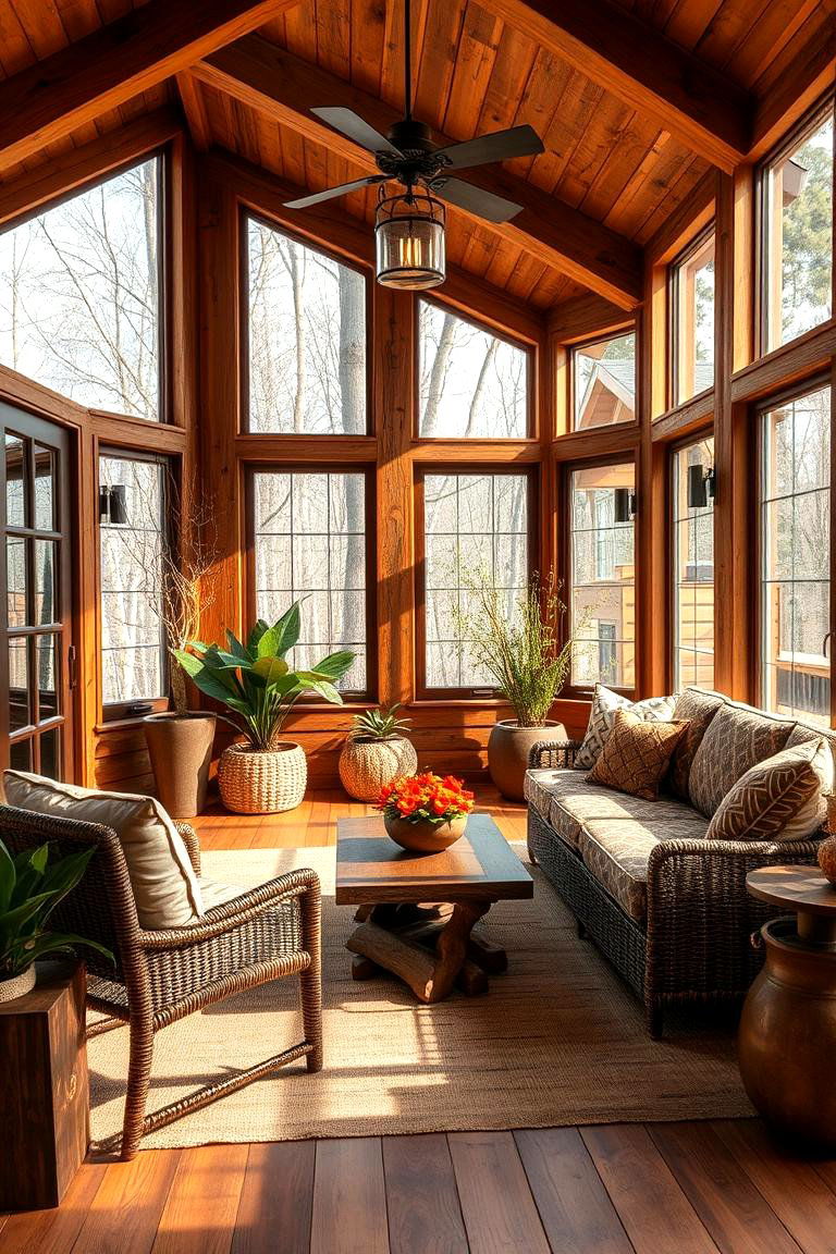 Rustic Brown Warmth - 24 Sunroom Color Ideas