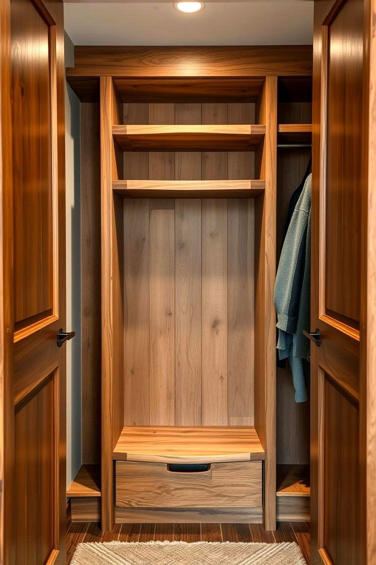 Rustic Built in Storage Nook - 24 Rustic Closet Ideas