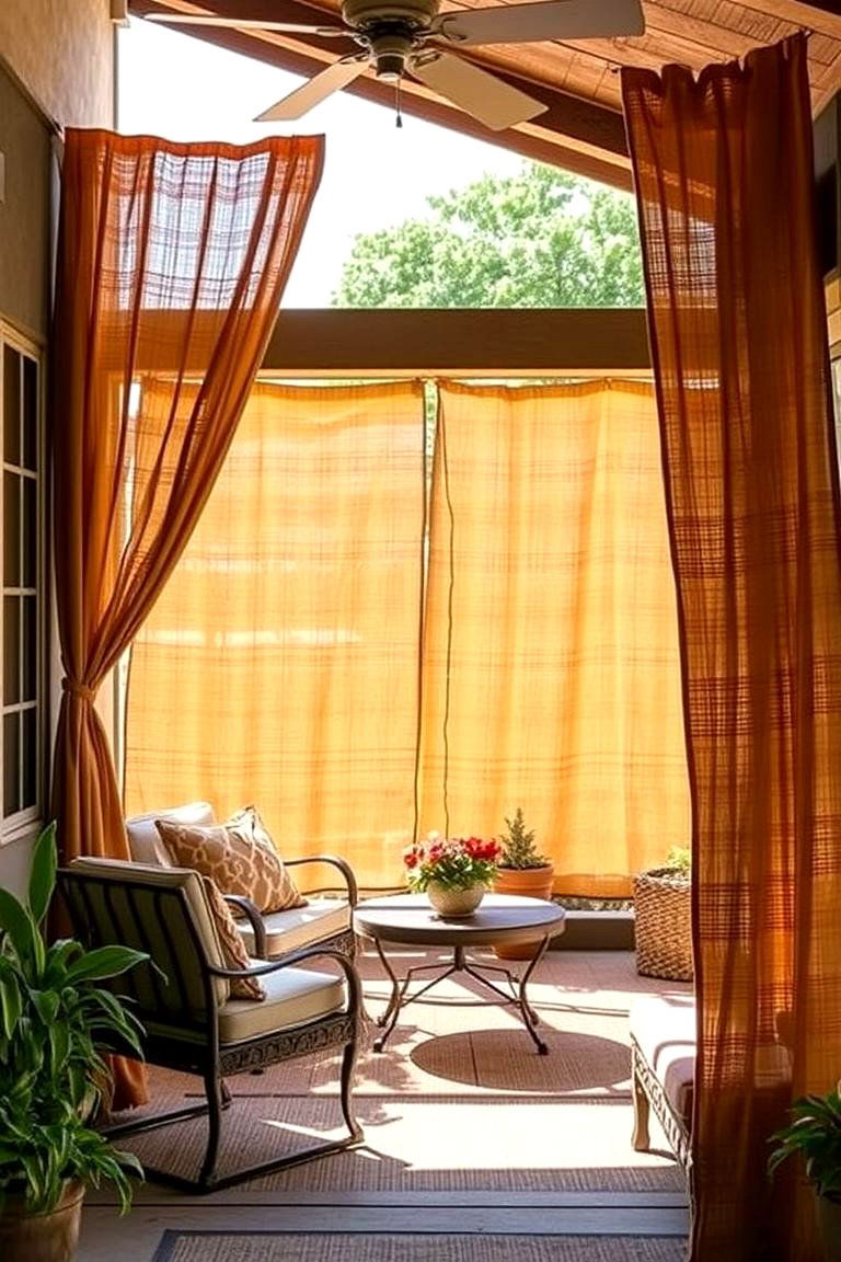 Rustic Burlap Outdoor Drapes - 24 Patio Curtain Ideas