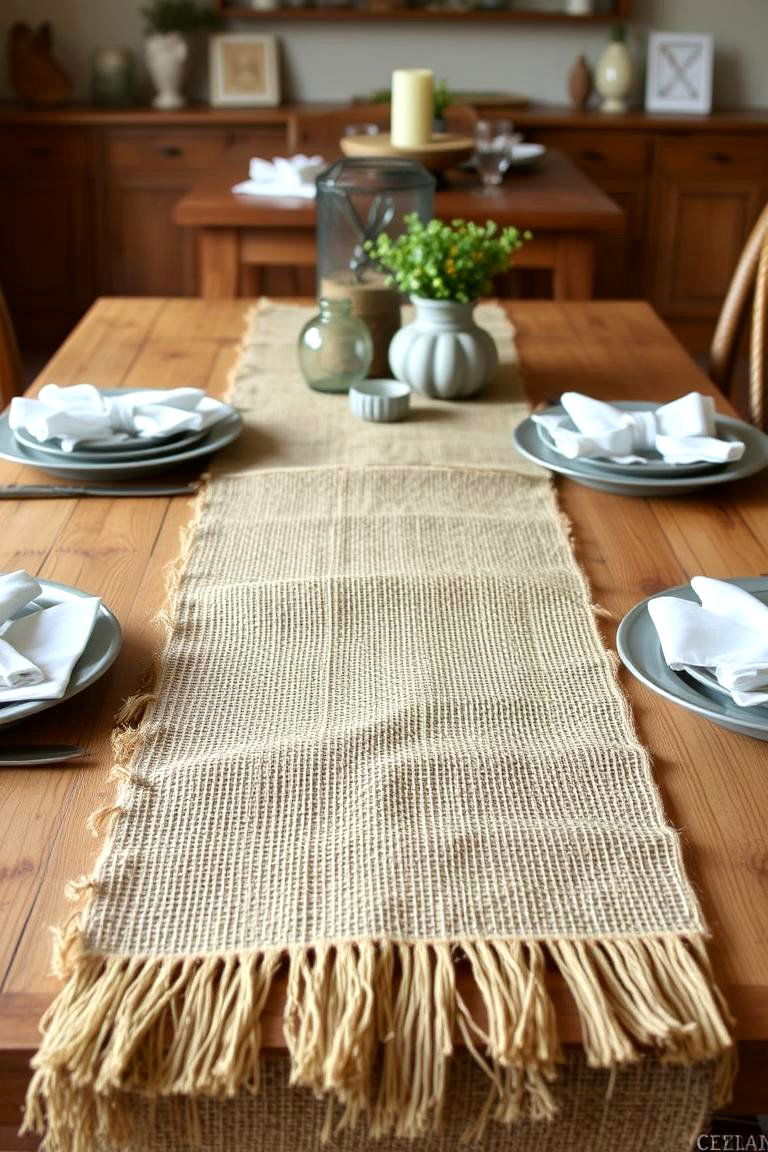 Rustic Burlap Table Runner - 24 Table Runner Ideas