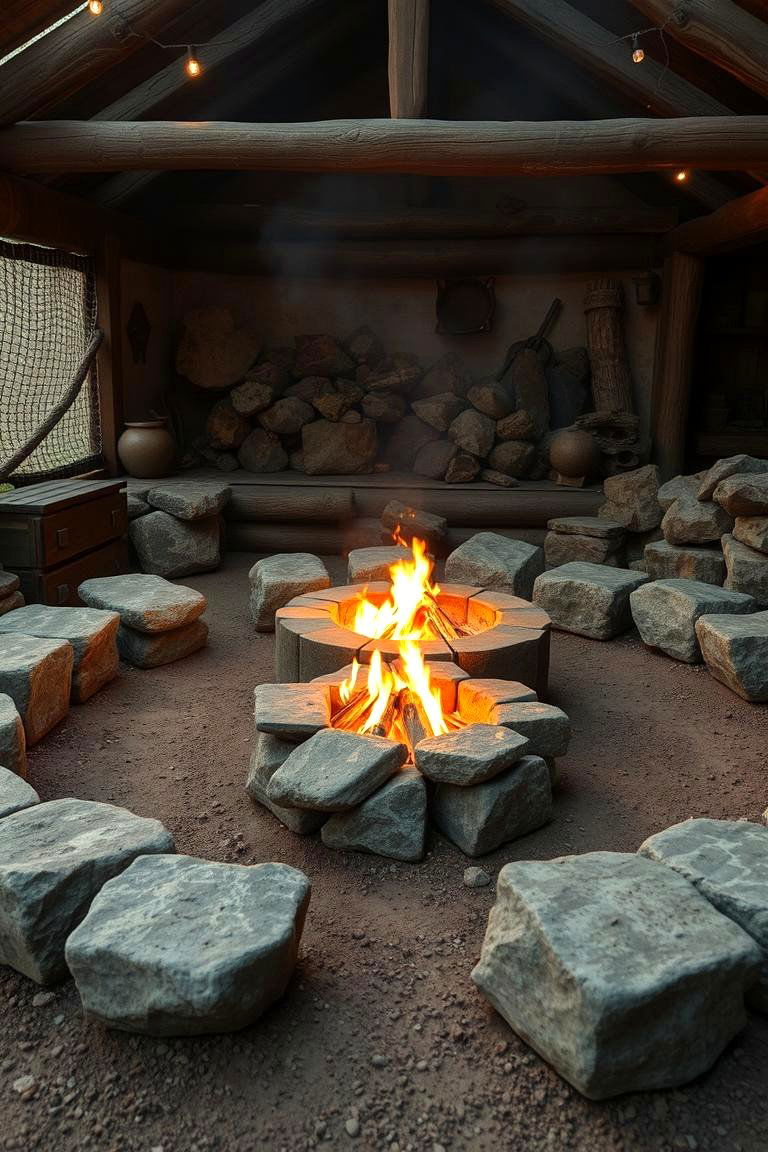 Rustic Campfire Gathering Space - 24 Stone Patio With a Fire Pit Ideas