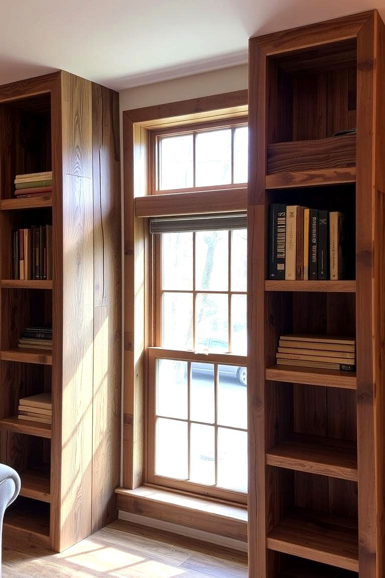 Rustic Charm - 24 Bookcases Around Window Design Ideas