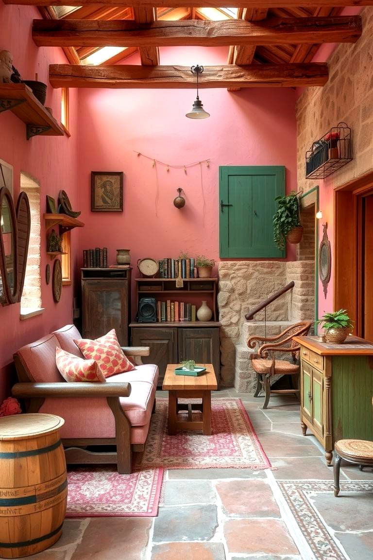 Rustic Charm - 24 Pink and Green Bathroom Design Ideas