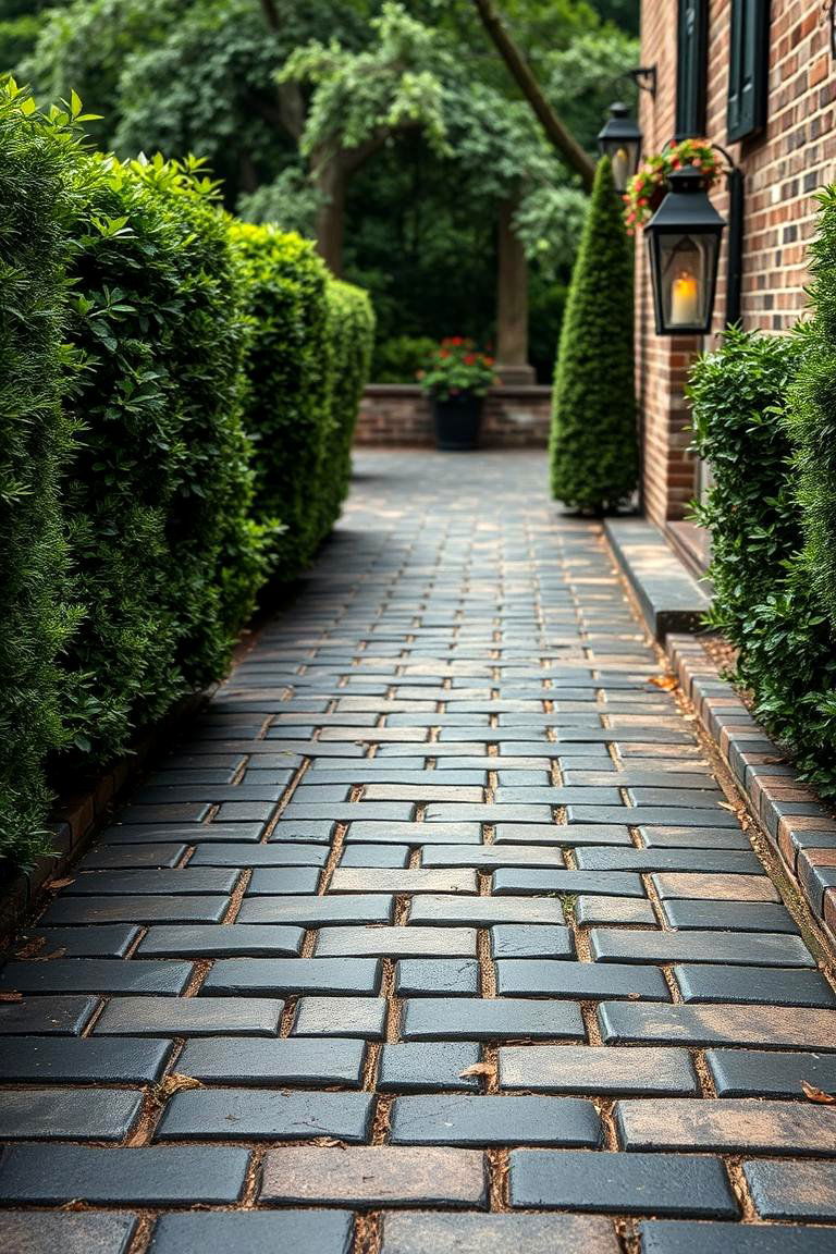 Rustic Charm Black Brick Walkway - 24 Black Brick Walkway Ideas