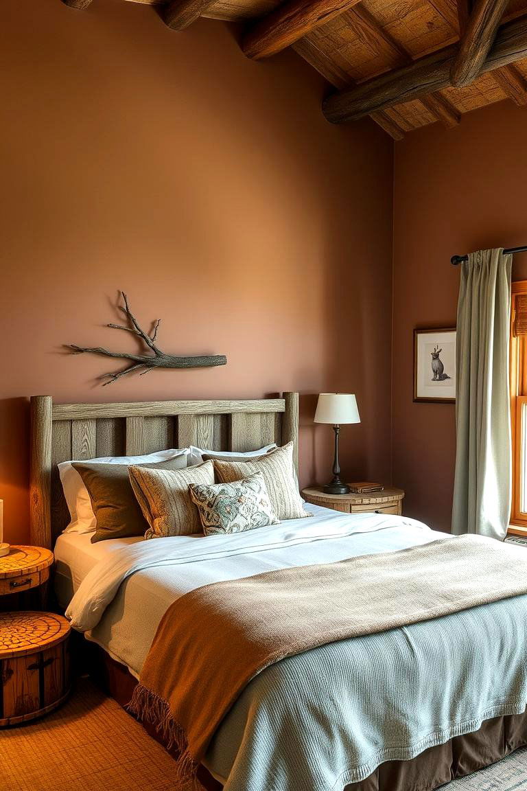 Rustic Charm Brown and Sage - 24 Bedroom Painting Ideas With Two Colors