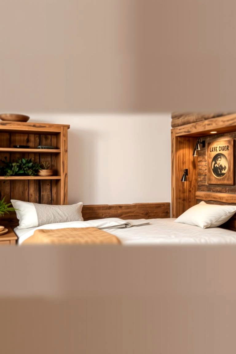 Rustic Charm Corner Bed with Wooden Accents - 24 Corner Bed Ideas