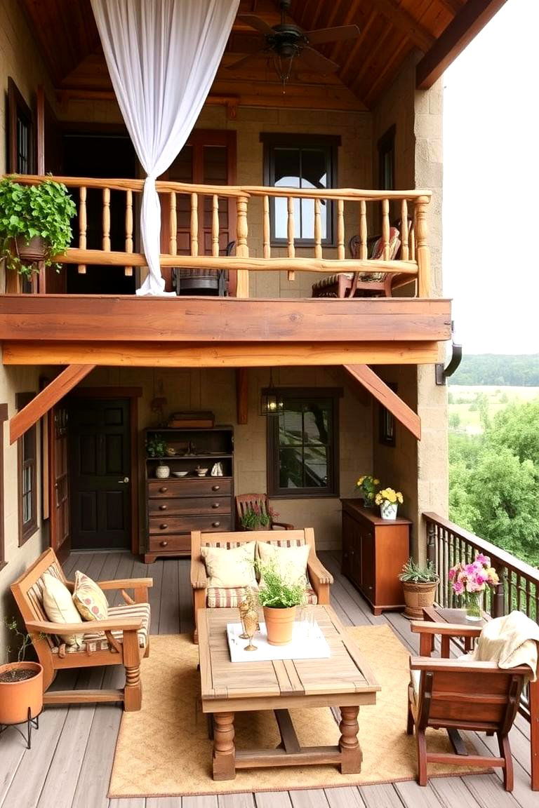 Rustic Charm Escape - 24 Second Story Balcony Ideas