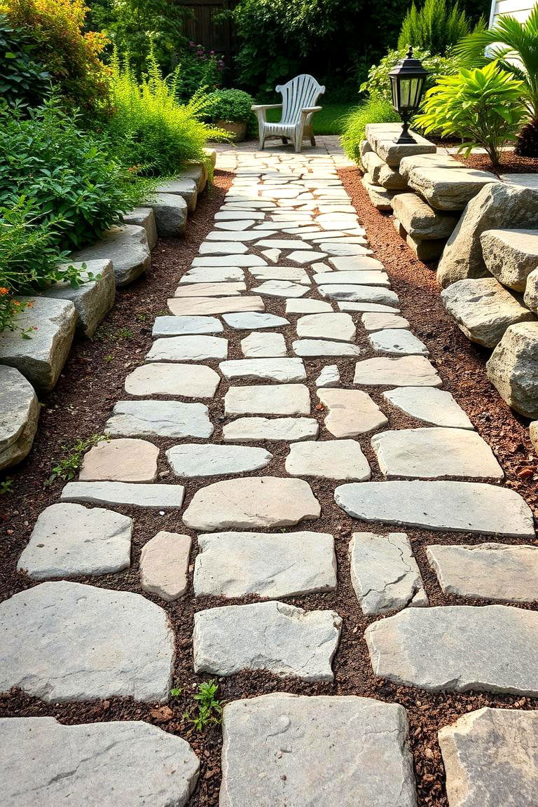 Rustic Charm Flagstone Walkway - 24 Flagstone Walkway Ideas