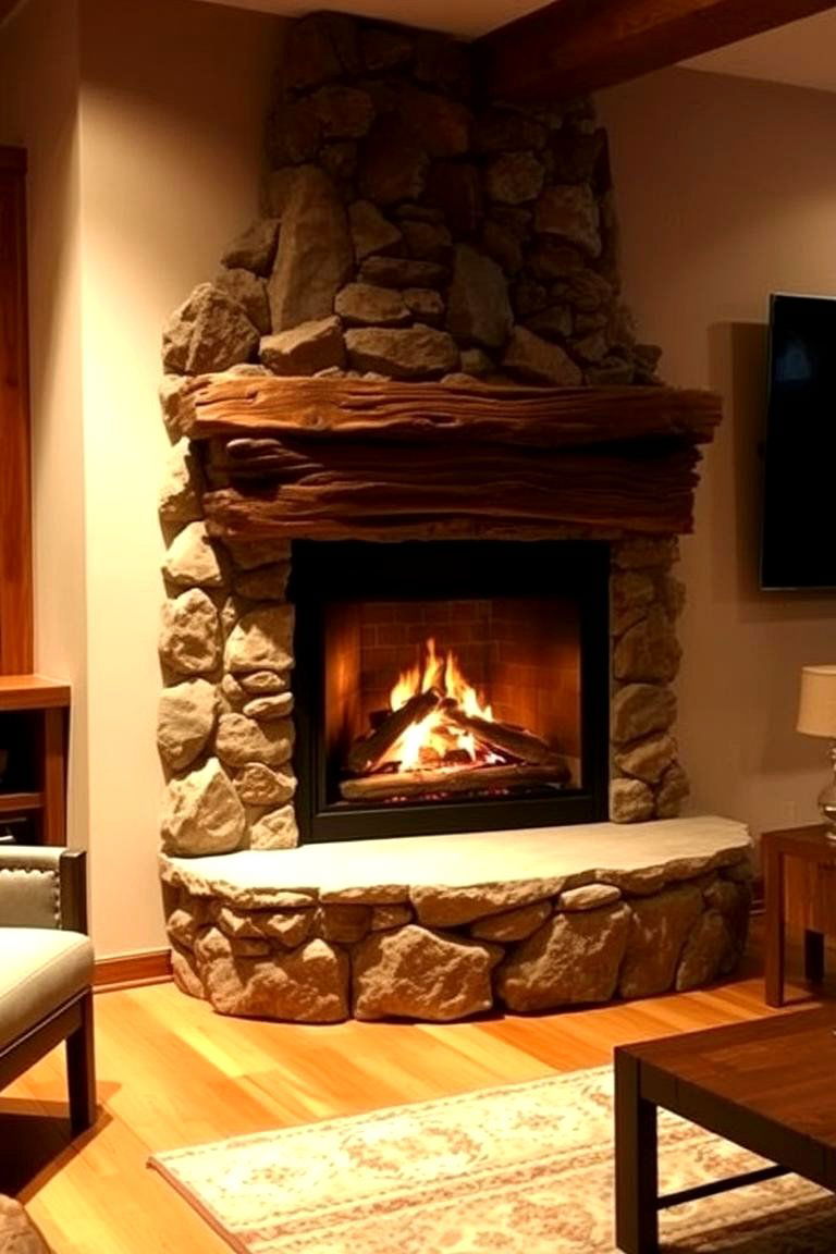 Rustic Charm Gas Fireplace - 24 Corner Gas Fireplace Ideas