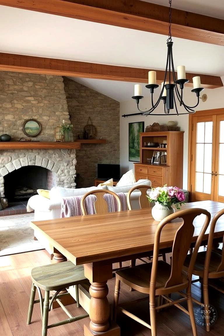 Rustic Charm Integration - 24 Living Room Dining Room Combos