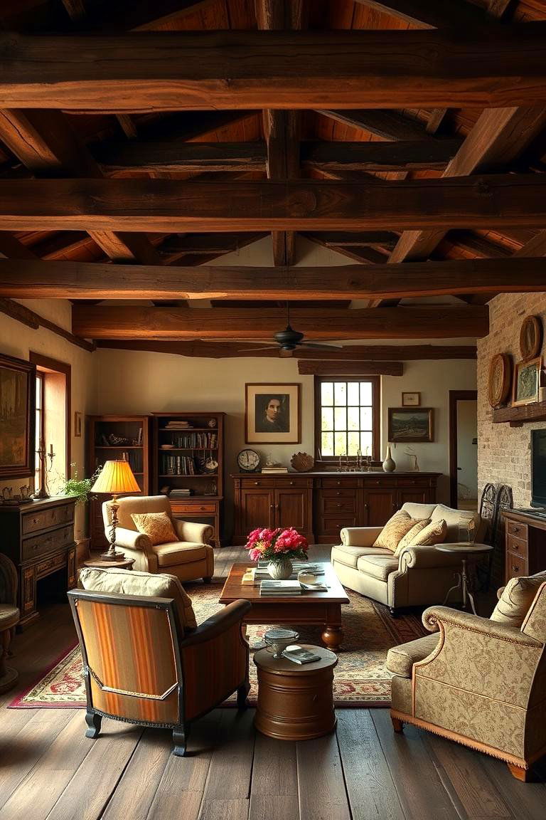 Rustic Charm Revival - 24 Exposed Beam Living Room Ideas