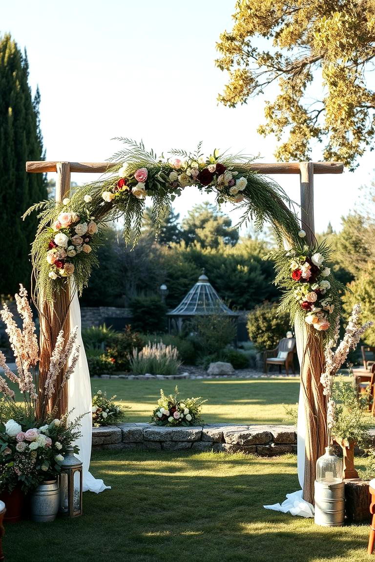 Rustic Charm Wedding Arch - 24 Wedding Arch Ideas