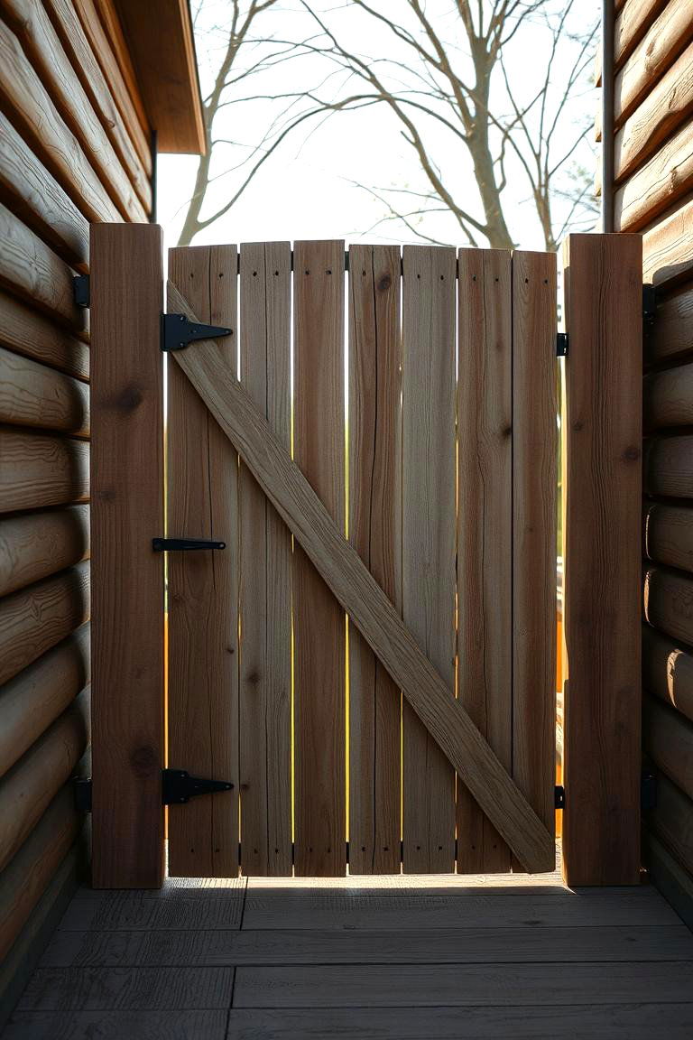 Rustic Charm Wooden Gate - 24 Deck Gate Ideas