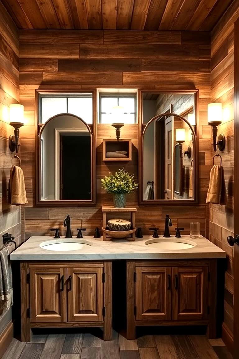 Rustic Charm and Warmth - 24 Double Vanity Bathroom Ideas