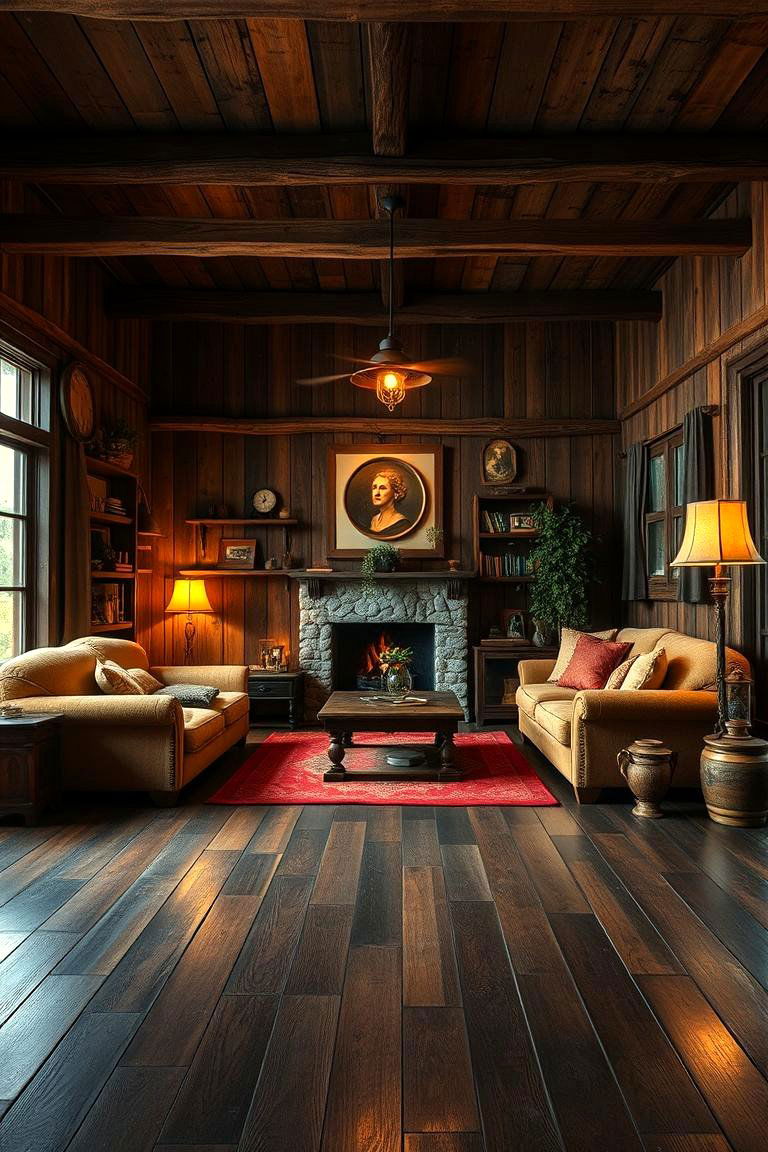 Rustic Charm with Dark Accents - 24 Dark Brown Floor Living Room Ideas