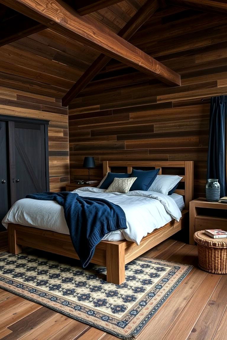 Rustic Charm with Dark Blue Elements - 24 Dark Blue Bedroom Ideas