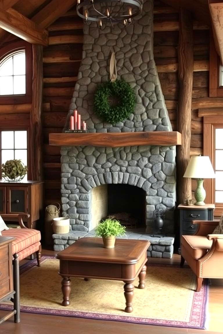 Rustic Charm with Faux Stone Mantel - 24 Faux Stone Fireplace Ideas