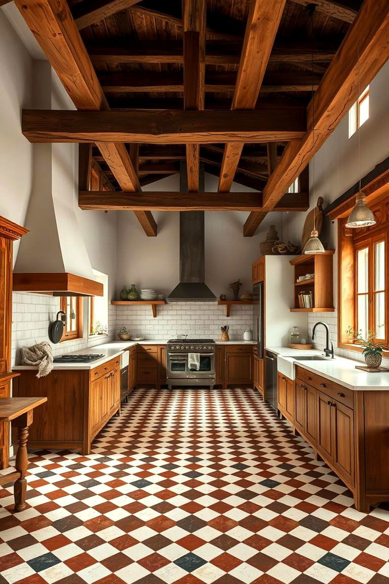 Rustic Charm with Modern Flair - 24 Kitchens With Checkered Floors