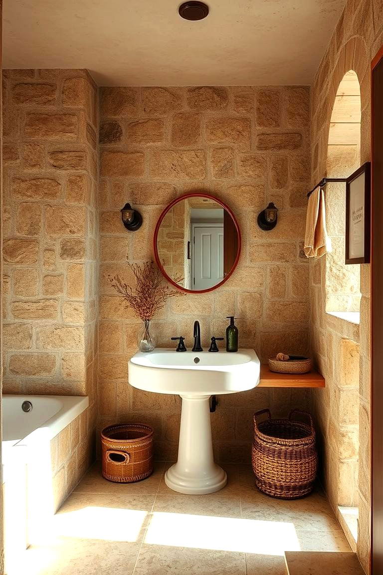 Rustic Charm with Natural Stone Accents - 24 Tuscan Bathroom Ideas