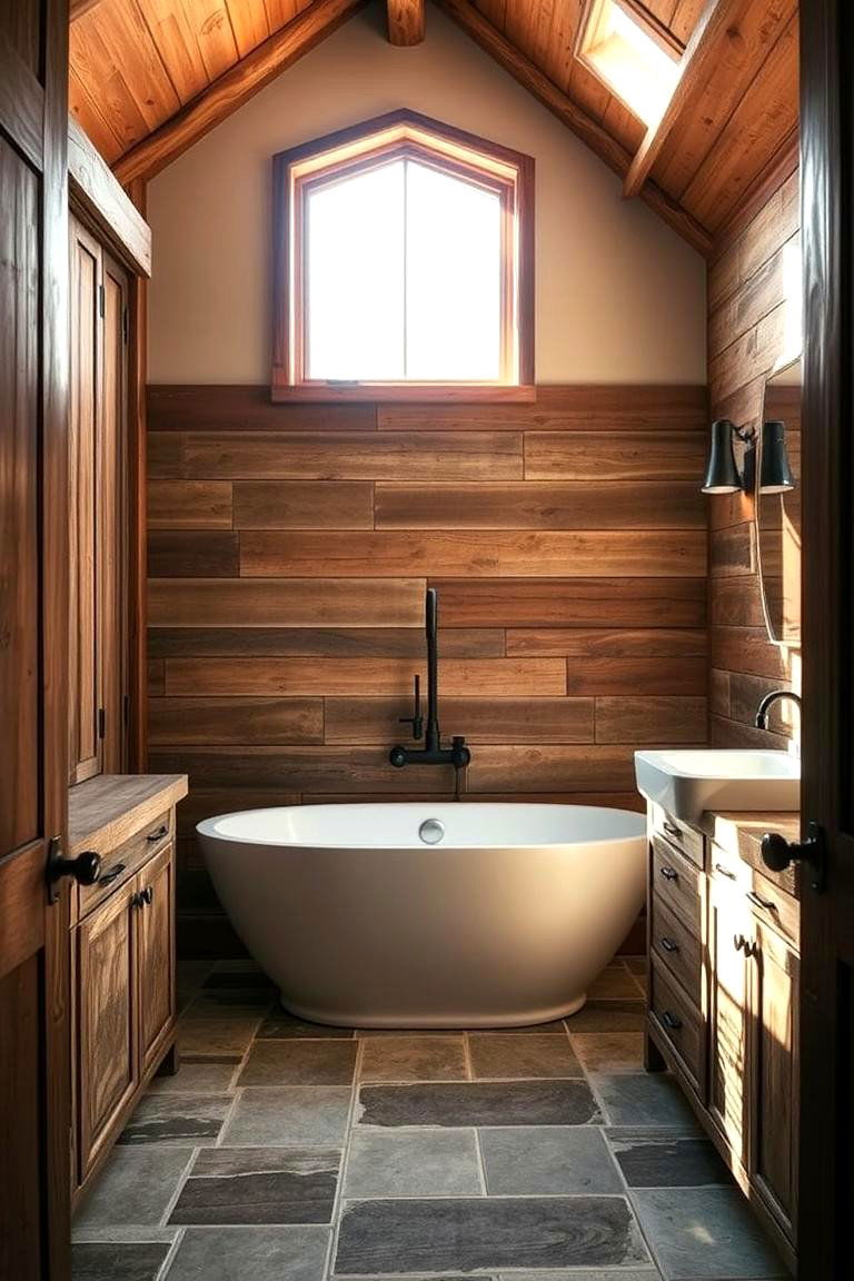 Rustic Charm with Natural Wood Accents - 24 brown and black bathroom ideas