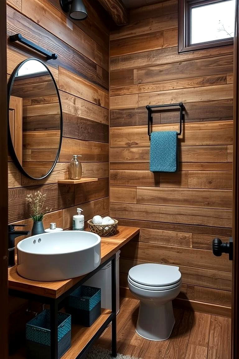 Rustic Charm with Reclaimed Materials - 24 black and blue bathroom ideas
