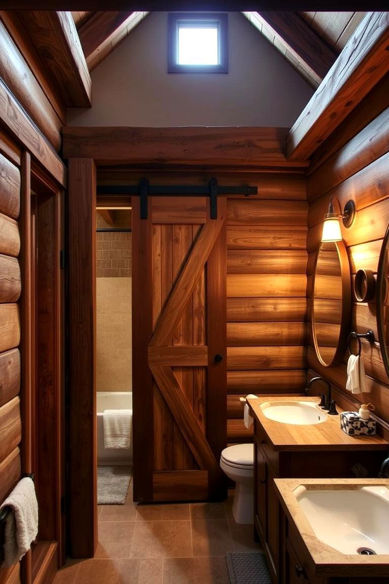 Rustic Charm with Reclaimed Wood Barn Doors - 24 Bathroom Barn Door Ideas