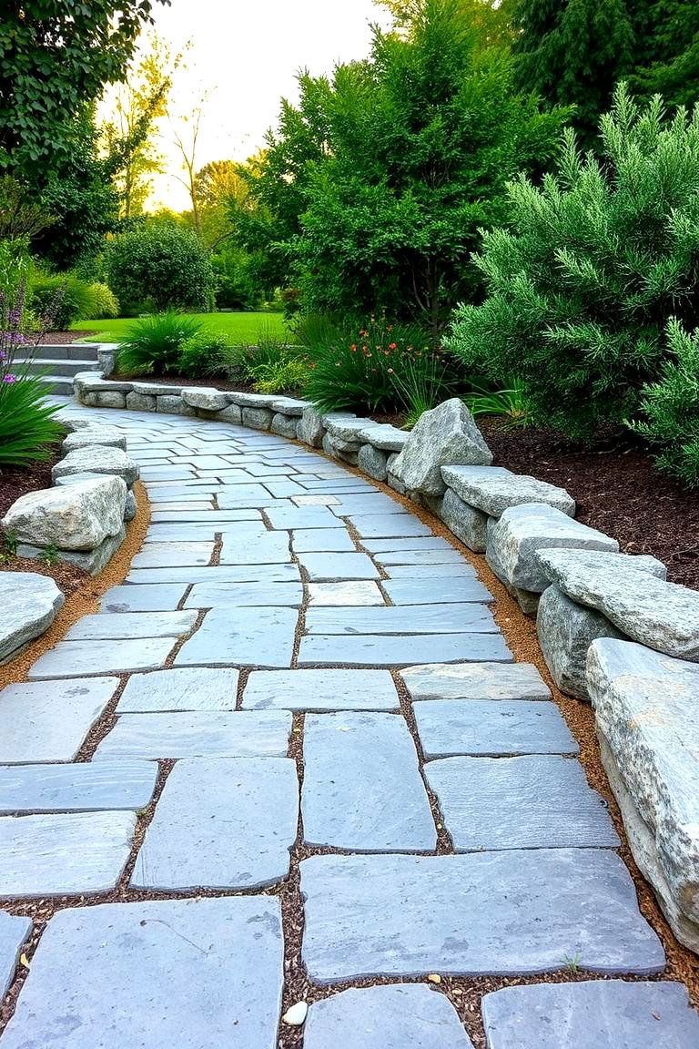 Rustic Charm with Weathered Grey Pavers - 24 Grey Paver Walkway Ideas