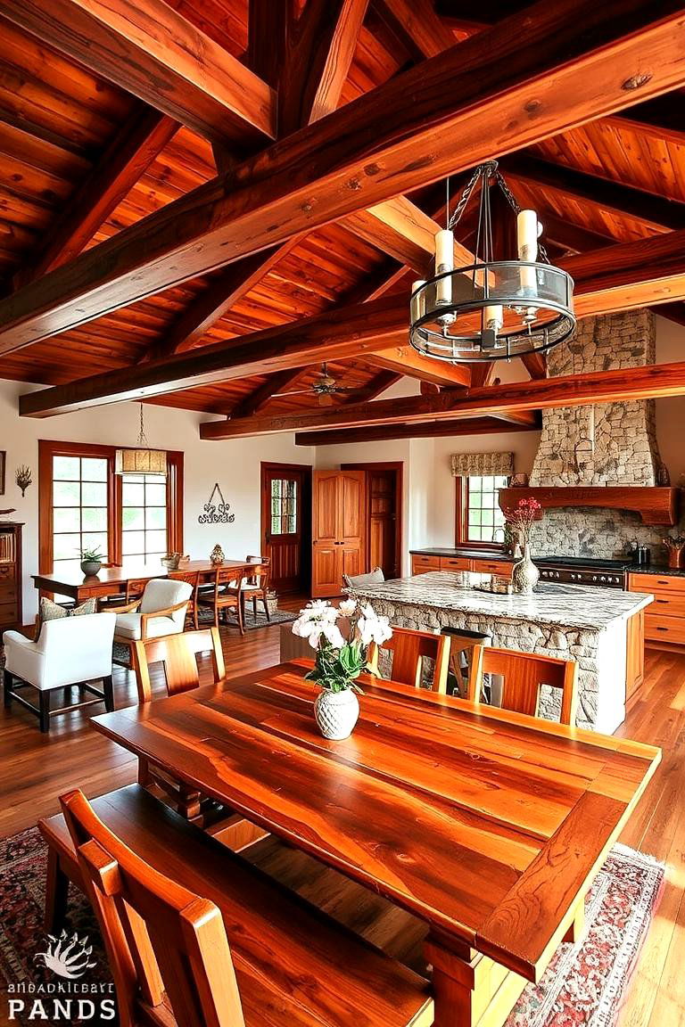 Rustic Charm with Wood Accents - 24 Open Kitchen Living Room Ideas