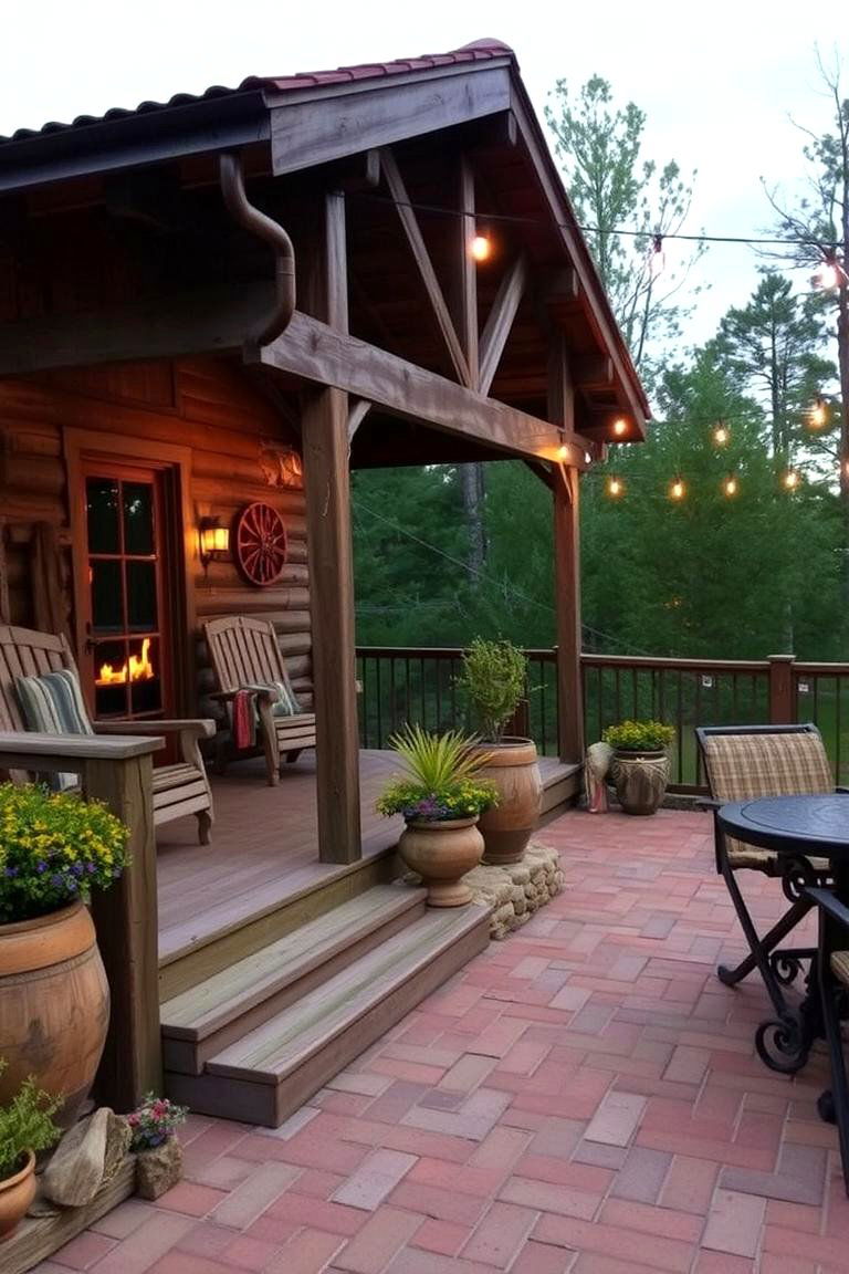 Rustic Charm with Wooden Accents - 24 Deck and Patio Combination Ideas