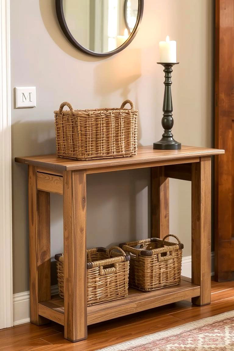Rustic Charm with Wooden Accents - 24 entryway table decor ideas