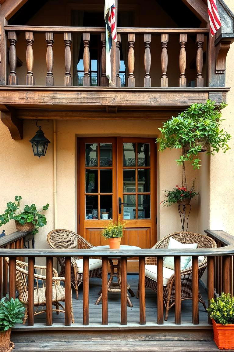 Rustic Charm with Wooden Accents - 24 French Balcony Ideas