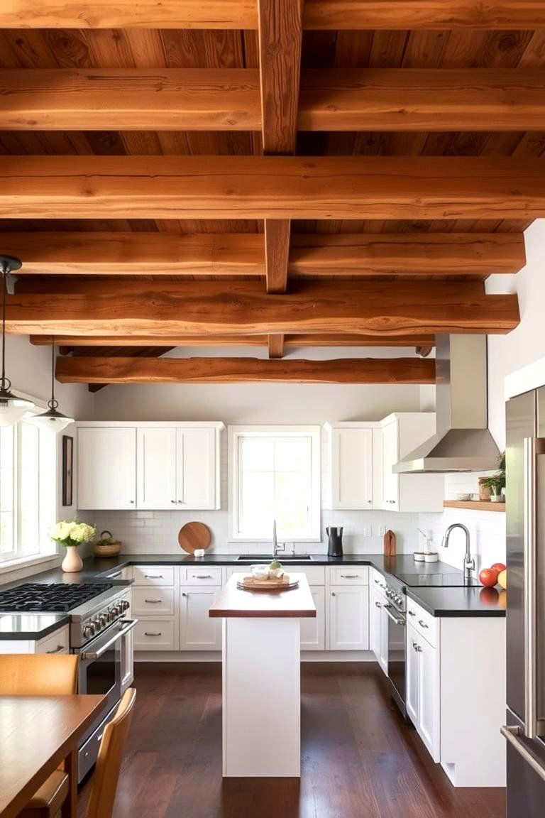 Rustic Charm with Wooden Beams - 24 Split Level Kitchen Design Ideas