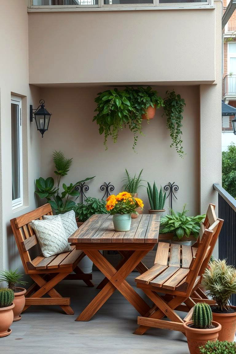 Rustic Charm with Wooden Furniture - 24 Balcony Ideas