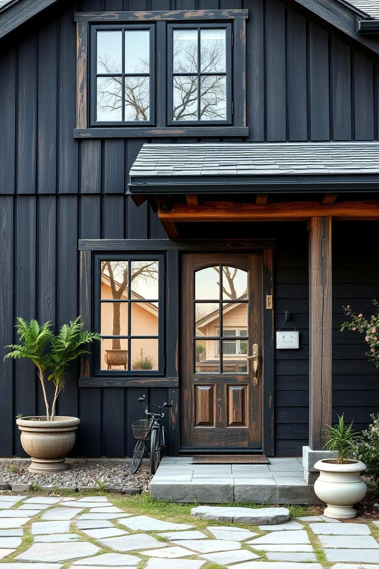Rustic Charm with a Modern Twist - 24 Black House With Wood Accents