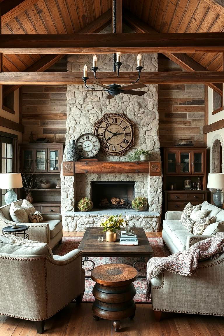 Rustic Chic Grandeur - 24 Mansion Living Room Ideas