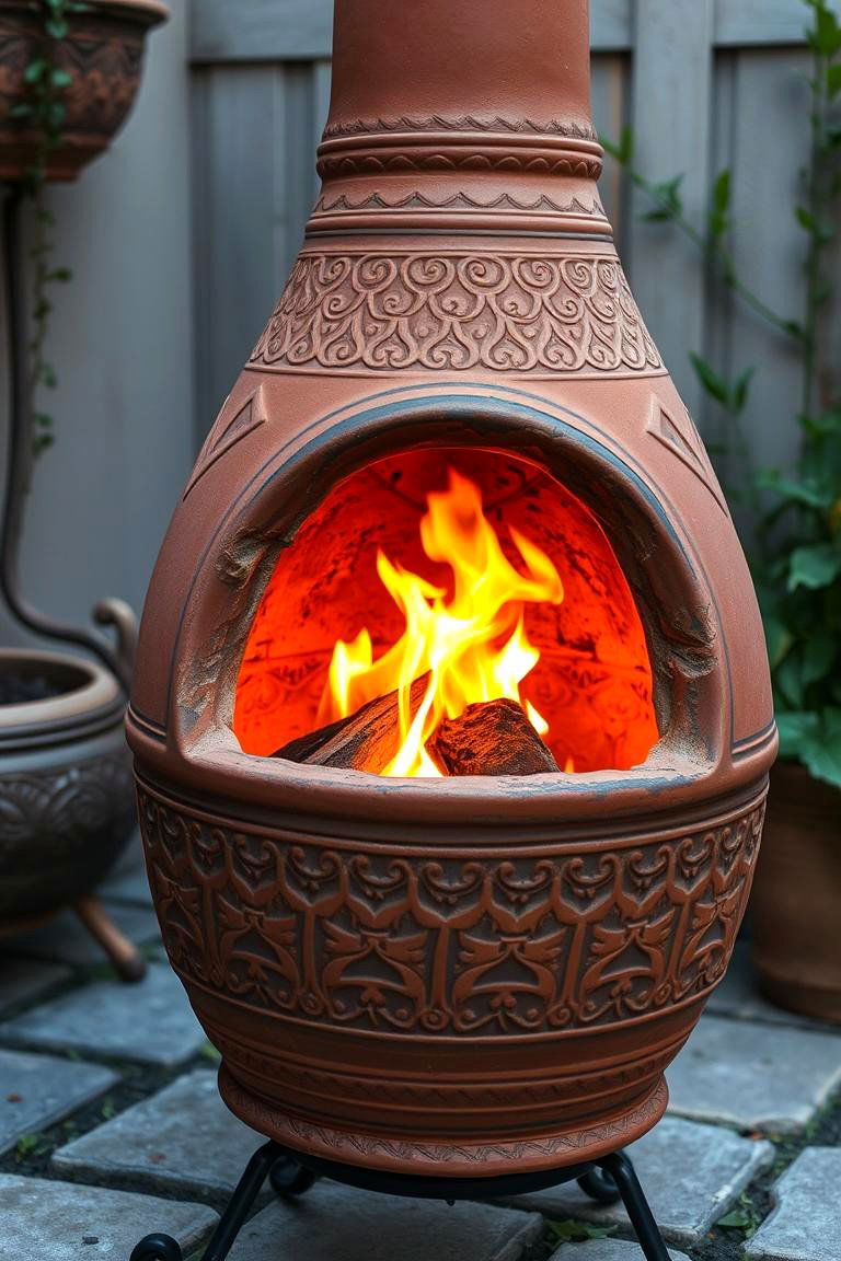 Rustic Chiminea Design - 24 Rustic Outdoor Fireplace Ideas