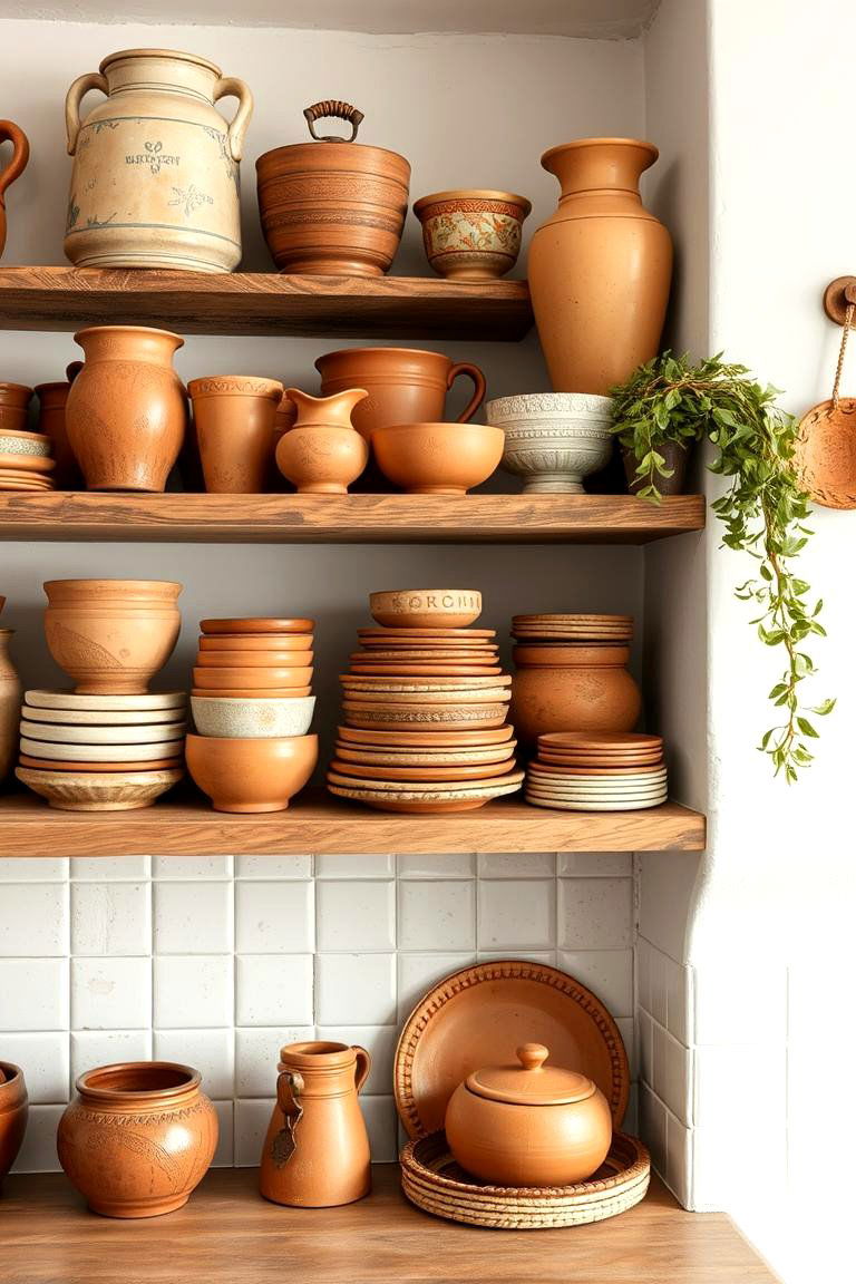 Rustic Clay and Ceramic Dishware - 24 Mediterranean Kitchen Ideas