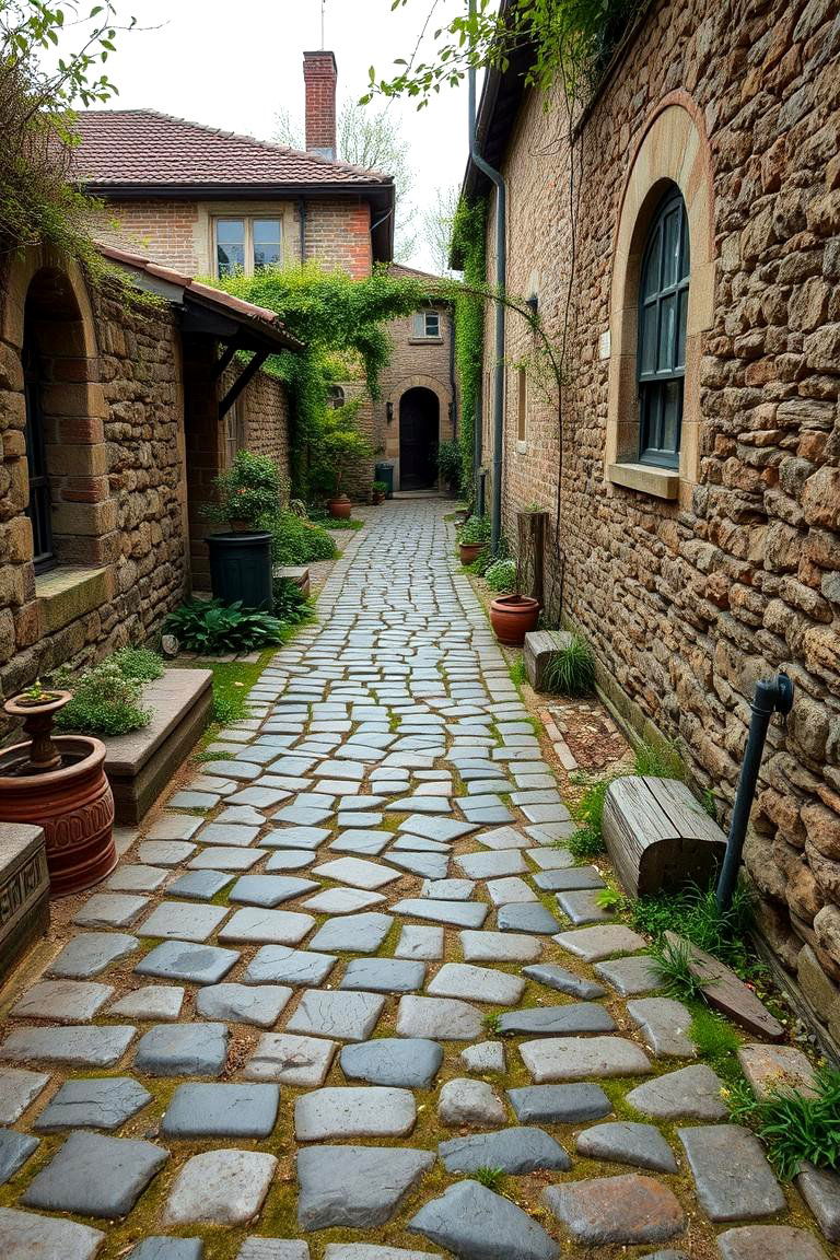 Rustic Cobblestone Trail - 24 Stepping Stone Walkway Ideas