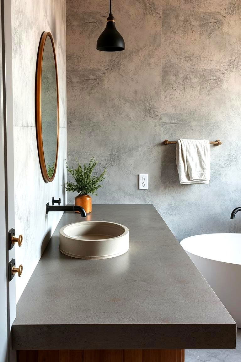 Rustic Concrete Countertops - 24 Earthy Bathroom Ideas
