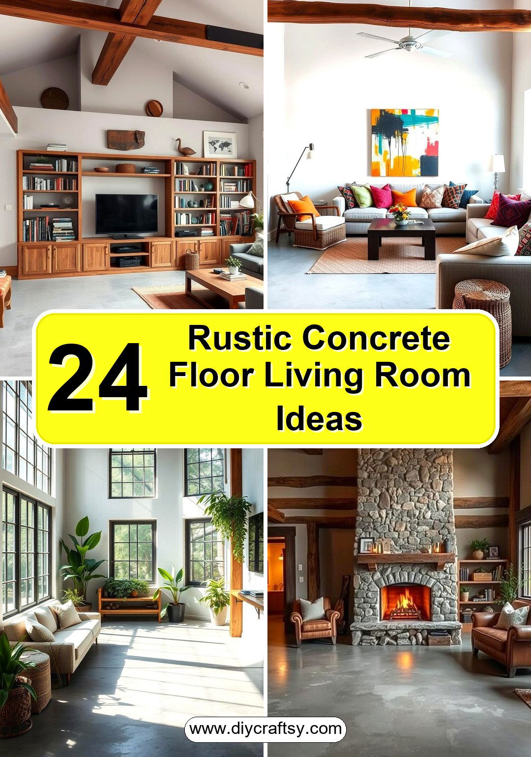 Rustic Concrete Floor Living Room Ideas