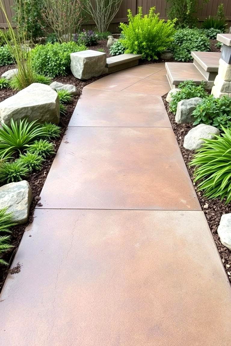 Rustic Concrete Walkway Charm - 24 Concrete Walkway Ideas
