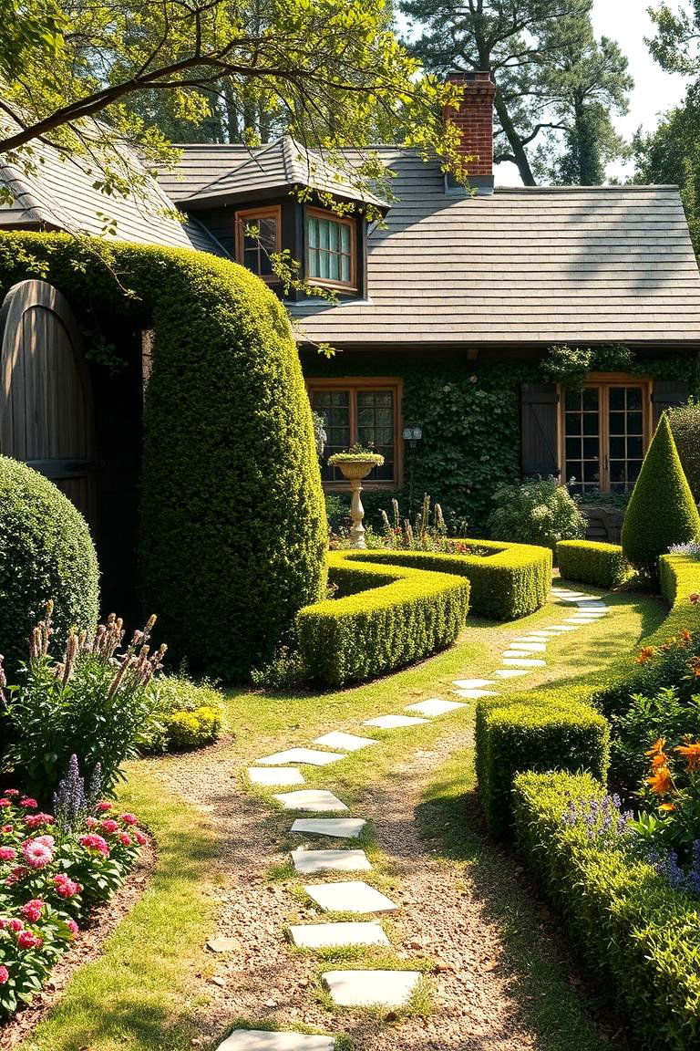 Rustic Cottage Charm - 24 Front Yard Boxwood Designs