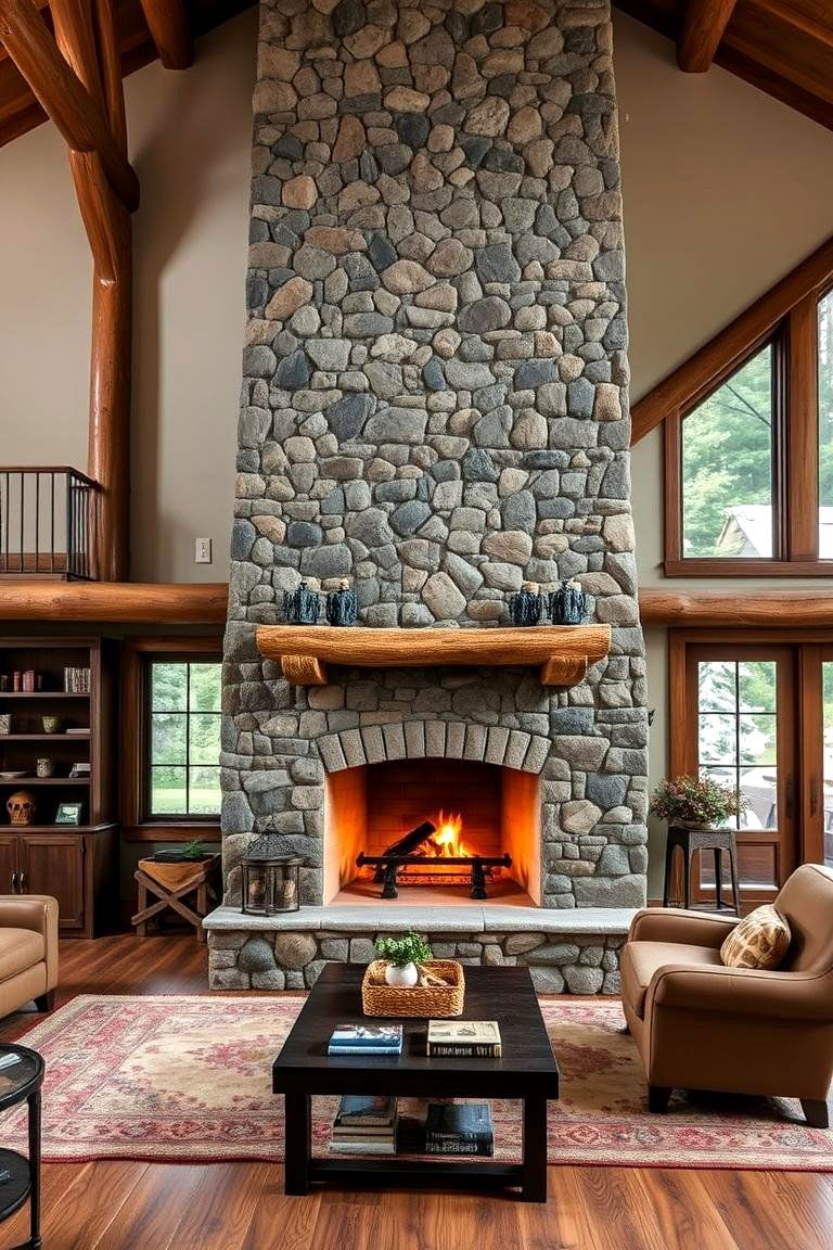 Rustic Country Lodge Fireplace - 24 Rustic Outdoor Fireplace Ideas