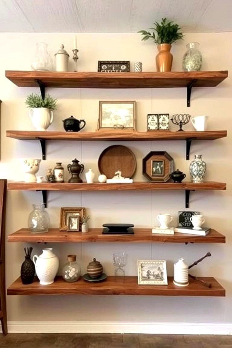 Rustic Eclectic Shelving - 24 Bohemian Maximalist Decor Ideas