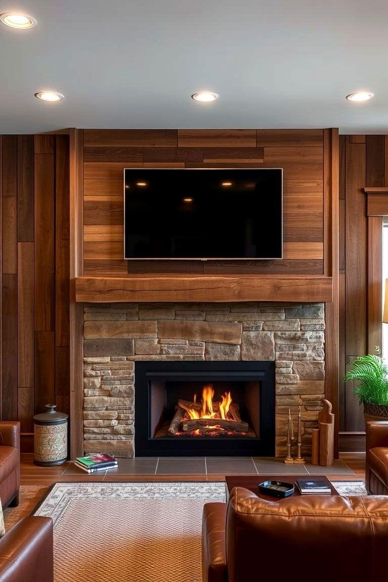 Rustic Elegance - 24 Linear Fireplace Ideas With Tv Above