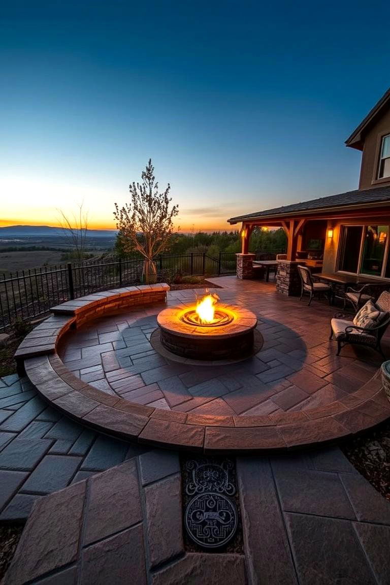 Rustic Elegance with Natural Stone Patterns - 24 stamped concrete patio with fire pit ideas