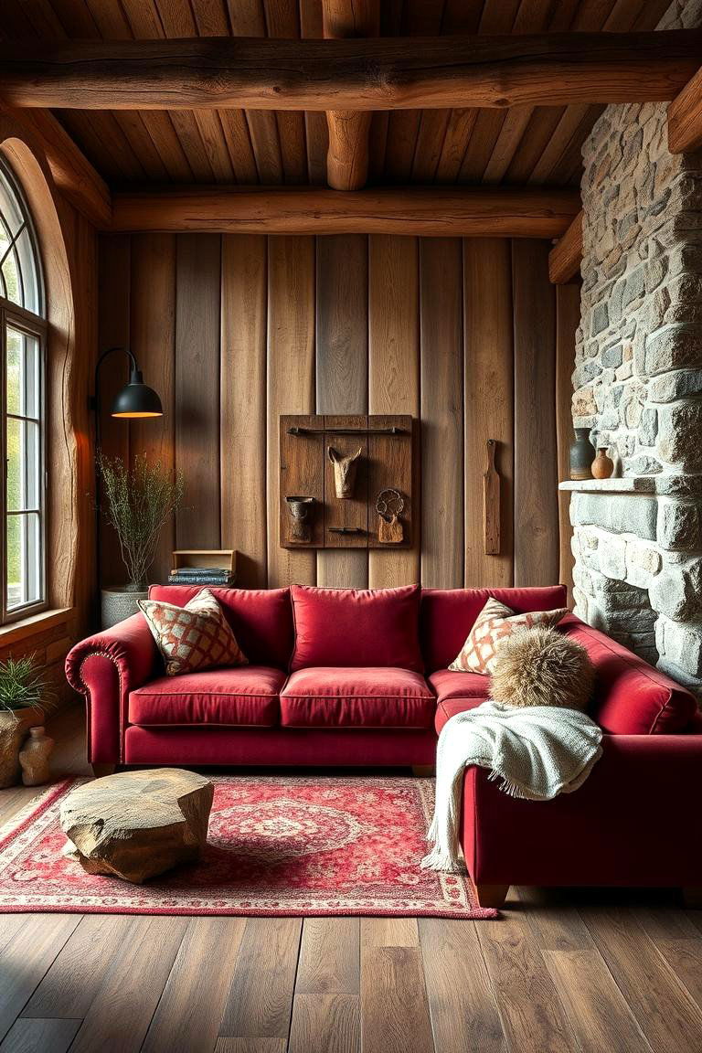 Rustic Elegance - 24 Burgundy Sofa Living Room Ideas