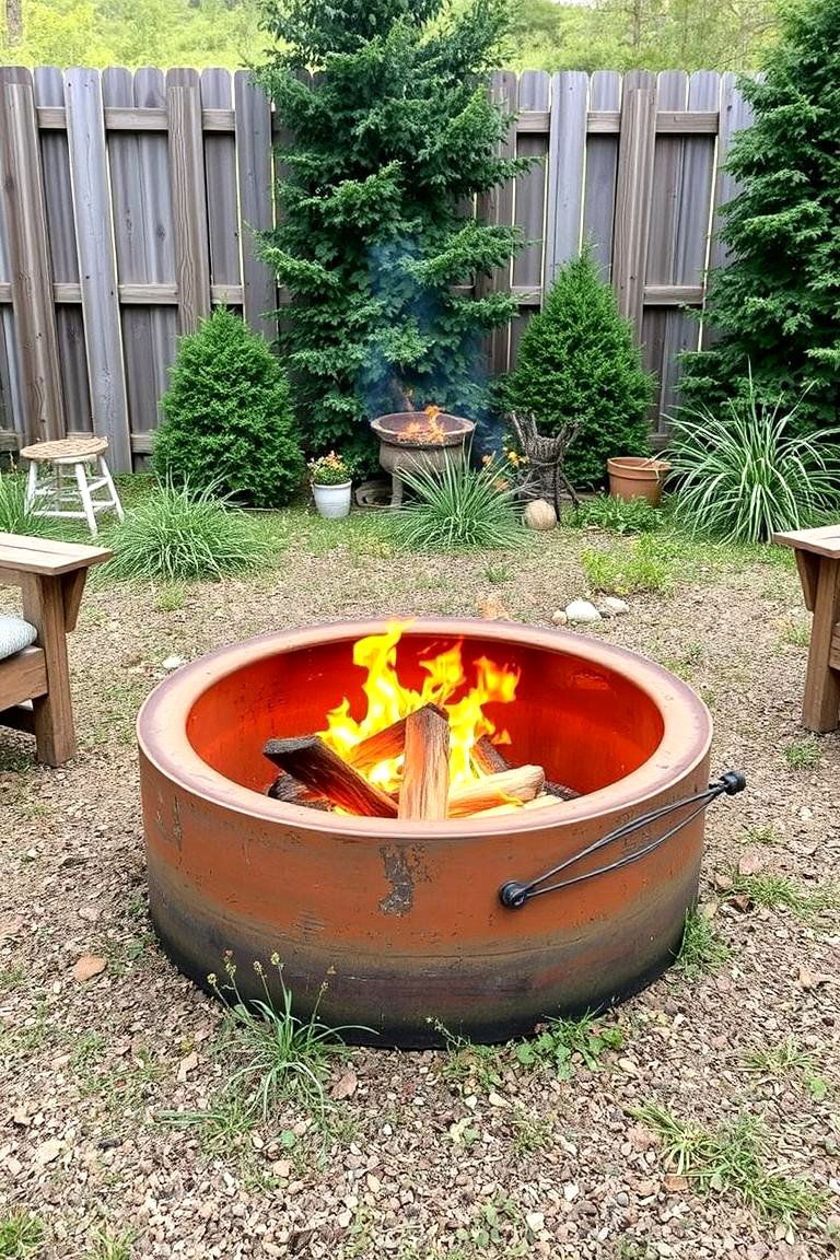 Rustic Farm Style Truck Rim Fire Pit - 24 Truck Rim Fire Pit Ideas