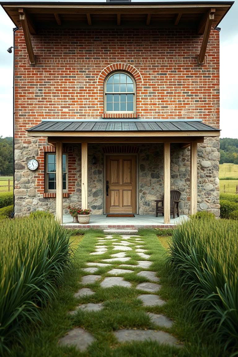 Rustic Farmhouse Appeal - 24 Brick Houses With Stone Accents