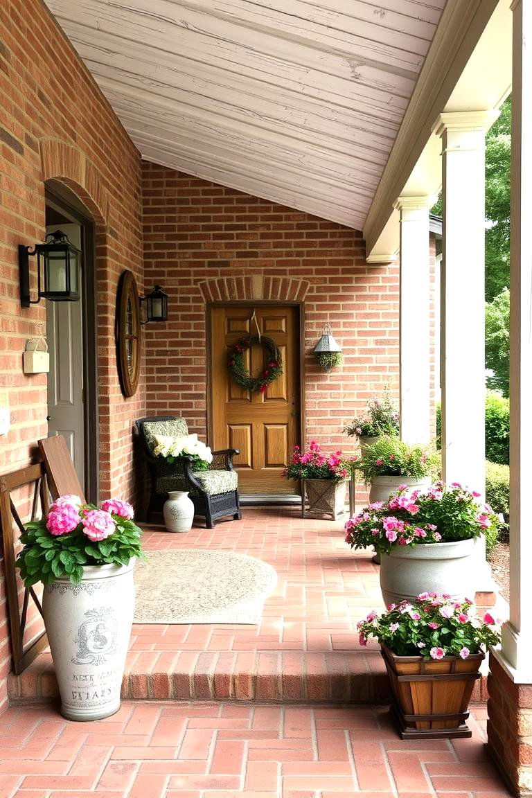 Rustic Farmhouse Brick Porch - 24 Brick Porch Ideas